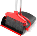 Broom and Dustpan Set (54") Long Handle Home Cleans Collapsible Broom with Dustpan Combo for Sweeping Dorm Classroom Lobby Kitchen Office (Black and Red)