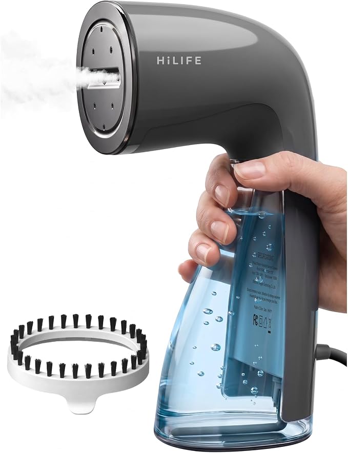 HiLIFE Steamer for Clothes, 1100W Clothes Steamer, Fast Wrinkle Removal with Large 300ml Tank, Ideal for All Fabrics, Easy to Use, Compact and Portable Travel Garment Steamer-Grey