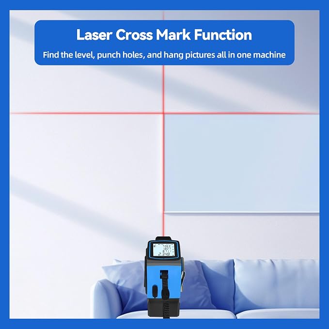 4-in-1 Laser Tape Measure 196.85Ft Laser Ranging 16.4ft Auto-Locking Tape Measure with Backlight LCD Screen, Area, Volume Measurement, Pythagorean Mode, Ft/in/m Unit Switching