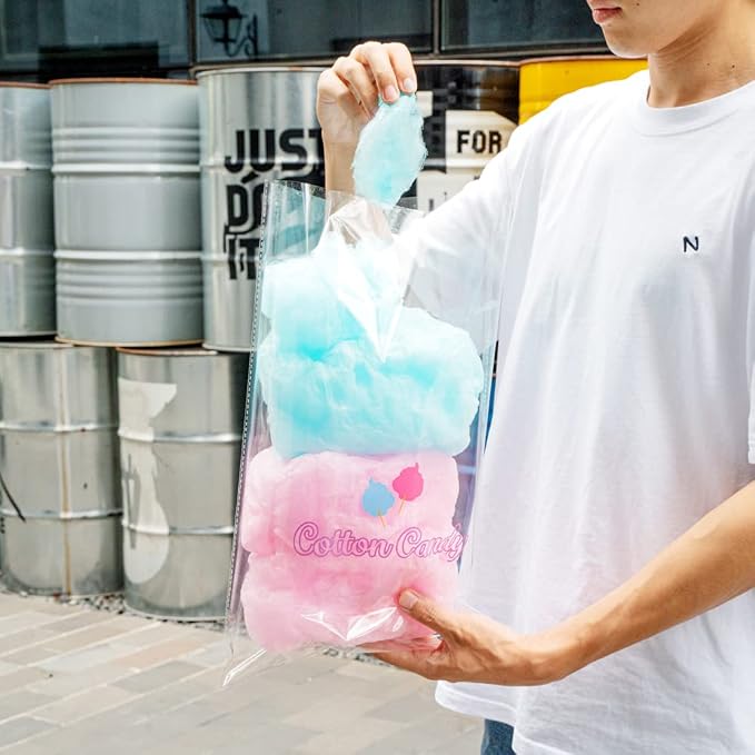 Bag Tek 12 x 18 Inch Bags For Cotton Candys, 100 Greaseproof Cottons Candy Bags - Hot & Cold Friendly, Freezable, Clear PE Plastic Cotton Candy Favor Bag, For Favors Or Goodie Bags - Restaurantware