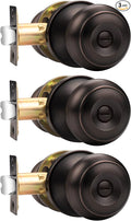 Probrico Door Lock, Privacy Door Knobs with Lock, Interior Door Knobs, Bedroom Door Lock, Oil Rubbed Bronze, 3 Pack