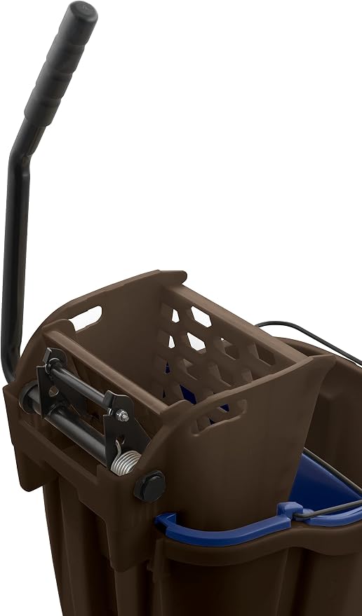 Carlisle FoodService Products Omnifit Mop Bucket with Side Press Wringer and Soiled Water Insert for Floor Cleaning, Kitchens, Restaurants, And Janitorial Use, Polypropylene (Pp), 35 Quarts, Brown