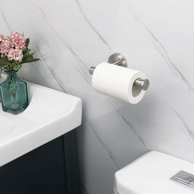 NearMoon Bathroom Toilet Paper Holder, Premium SUS304 Stainless Steel Rustproof Wall Mounted Toilet Roll Holder for Bathroom, Kitchen (4 Pack, Brushed Nickel)
