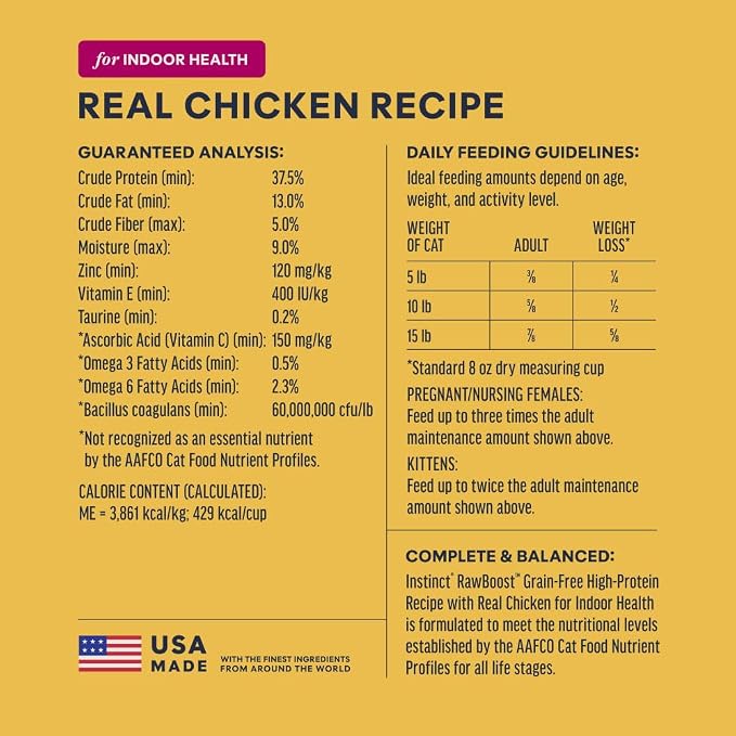 Instinct RawBoost Indoor Health, Dry Cat Food + Freeze Dried, 5 lb. Bag | High-protein kibble with FreshDried raw bites, highly digestible chicken, prebiotics and fewer calories for indoor cats
