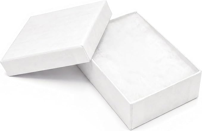 TheDisplayGuys - 25-Pack #32 Cotton Filled Cardboard Paper Jewelry Boxes Gift Case - Matte White (3.3" x 2.3" x 1.0") - for Shipping or Storage