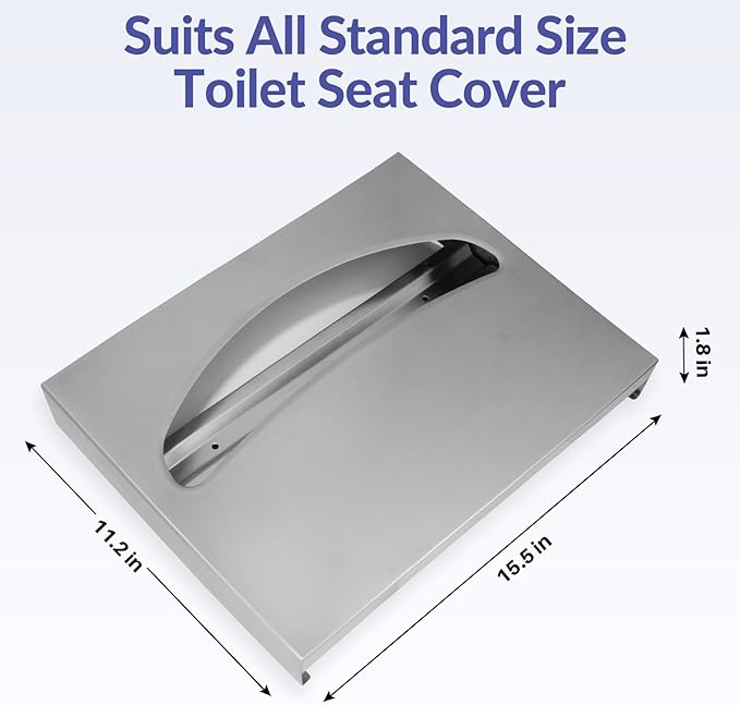 Stardrix Stainless Steel Toilet Seat Cover Dispenser, Wall Mount Single or 1/2 Fold Large Capacity Toilet Seat Covers Holder for Commercial and Residential, Brushed