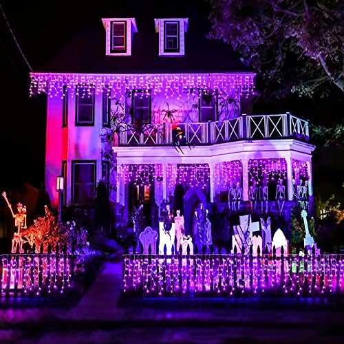 Icicle Lights for outside 33FT 400 LED Purple Halloween Lights Outdoor
