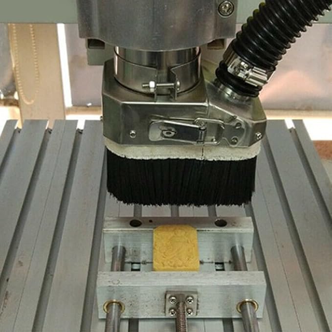 Double Door Spindle Dust Shoe Cover,80Mm CNC Router Engraving Machine Cleaner, Stainless Steel Nylon Brush Woodworking Vacuum Dust Collector(80mm)