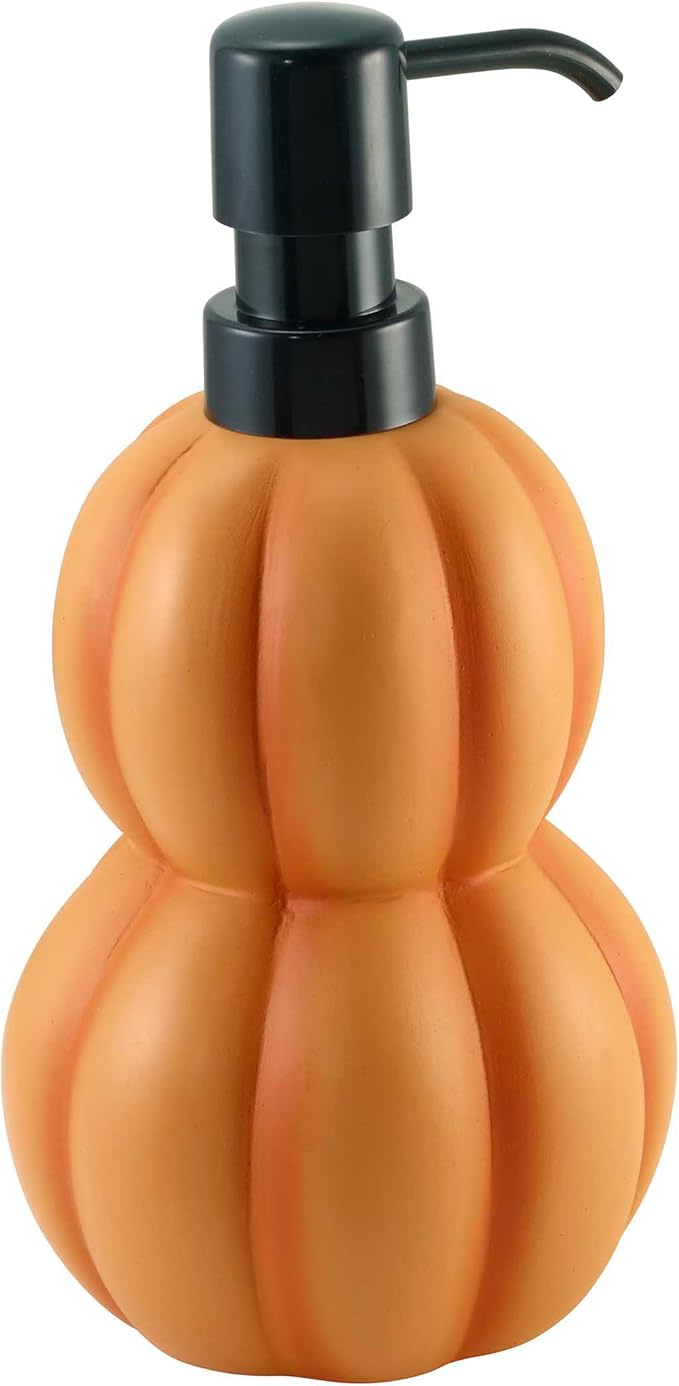 Avanti Linens – Soap Dispenser, Decorative Lotion Pump for Bathroom or Kitchen Countertop, Hand Painted Resin Halloween Decor (Stacked Pumpkins)