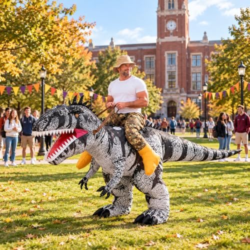Inflatable Raptor Costume Adult Blow Up Velociraptor Ride On Dinosaur Suit