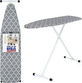 Seymour Full Size Ironing Board with Cover & Pad – USA-Made with Enhanced Grip Feet for Extra Stability – Adjustable Steel T-Legs 35" High – Perforated Top – Durable Iron Board for Home