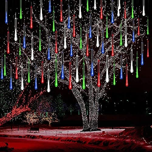 Multicolor Icicle Lights Outdoor, 40-Tube Meteor Shower Light for Christmas
