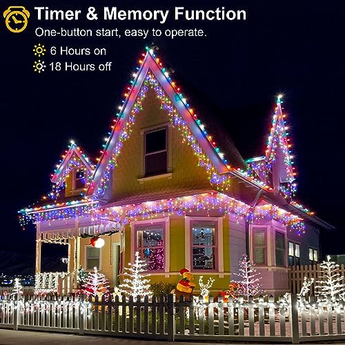 99FT Icicle Lights for Outside 1216 LED Multicolor Christmas Lights Outdoor