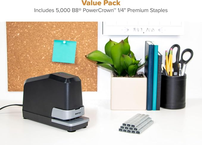 Bostitch Office Impulse Heavy Duty Electric Stapler Value Pack,45 Sheet Capacity,Includes 5,000 Staples & Staple Remover,No-Jam,Faster Stapling,Black,(Pack of 6)