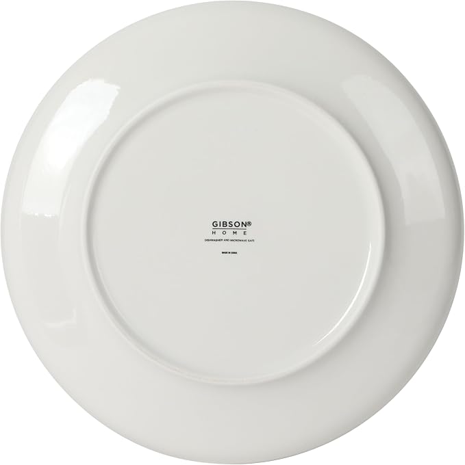 Gibson Home Havenstone 12-Piece Porcelain Dinnerware Set – Dinner Plates, Salad Plates & Bowls, Classic White With Black Rim Everyday Dish Set for Home, Kitchen, Microwave & Dishwasher Safe