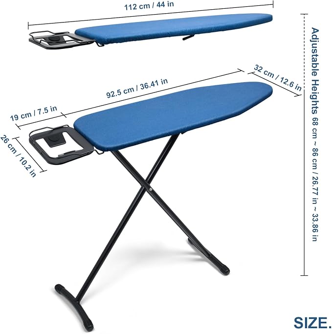 Duwee 12"x36" Ironing Board with Heat Resistant Cover and Thicken Felt Pad, Heavy Sturdy Legs