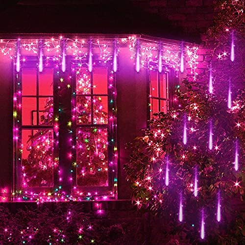 Purple Meteor Shower Lights for Halloween Christmas Decor Yard Outside