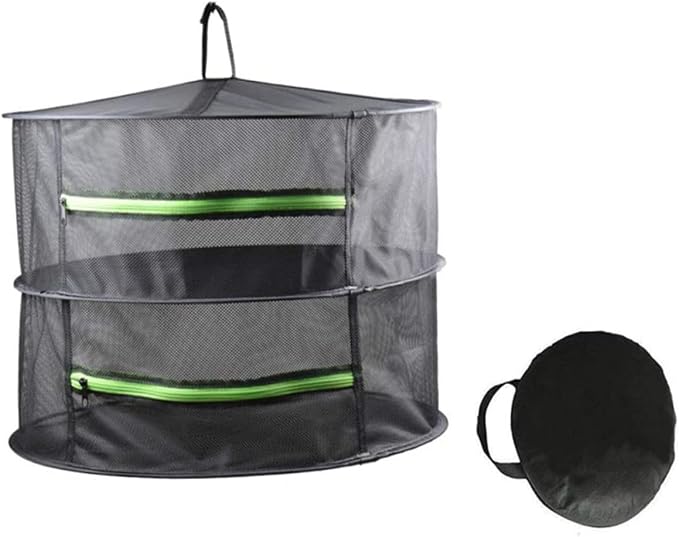 4-Layers Drying Net with Zipper, Folding Laundry Dryer Storage Bag for Fruits and Vegetables, 60cm Diameter Mesh Drying Rack for Indoor and Outdoor Use