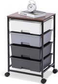 SYKIARIOL Utility Cart with 4 Drawers,Rolling Storage Cart with Drawers,Light Grey
