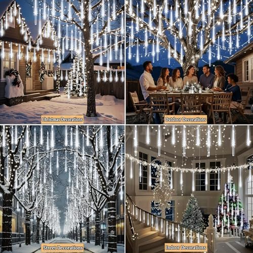 Christmas Outdoor Meteor Shower Lights 16-Tube 384LEDs Falling Rain Lights