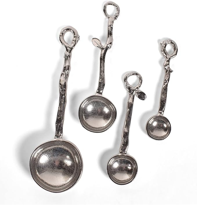 Crosby & Taylor Twig 4-piece Pewter Measuring Spoon Set, Lead-Free, Handmade in the USA