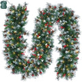 Christmas Garland with Lights, 9Ft Prelit Garland, 8 Light Modes & Timer