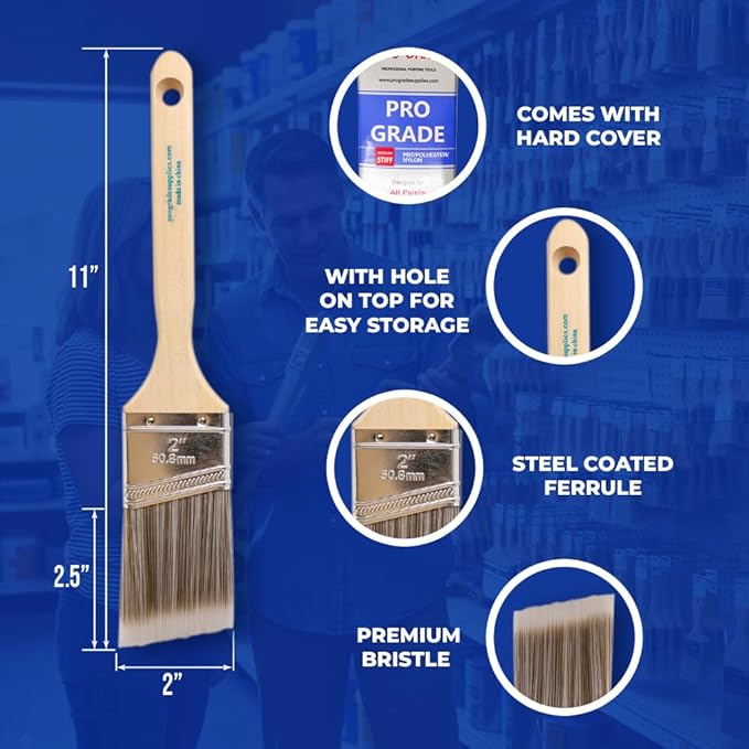 Pro Grade - Paint Brushes - 12Ea 2" Angle Brushes