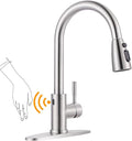 Touchless Kitchen Faucet Stainless Steel: WOWOW Smart Motion Sensor Kitchen Sink Faucet with Sprayer, Stainless Steel Kitchen Faucet for Sink 1 or 3 Hole Brushed Nickel Single Handle Kitchen Tap