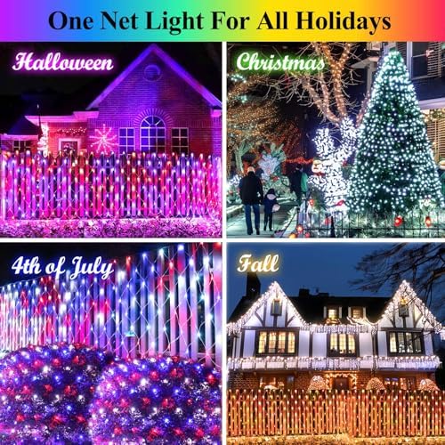 LitHome 204 LED Christmas Net Lights Outdoor Connectable, 9.8FT x 6.6FT