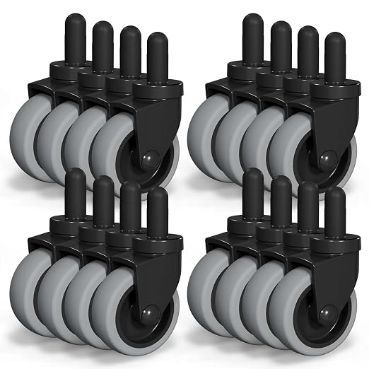 AAGUT Mop Bucket Casters Replacement 3" Set of 16,Non-Marking | Swivel Bayonet Caster, Thermoplastic Rubber Wheels Compatible with Rubbermaid Models& Wavebrake
