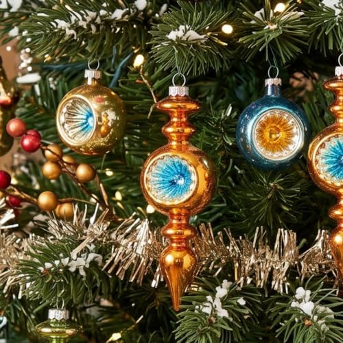 Junkin 12 Pcs Vintage Glass Christmas Ornaments,Hanging Decor, Victorian