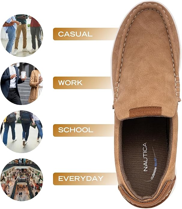 Nautica Men's Slip-On Loafers Casual Moc Toe Sneakers Boat Shoes Slipper for Men – Lightweight & Comfortable - Derwin