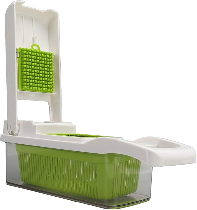 Omabeta Vegetable Peeler Cutter Grater 4 in 1 Multi Function Kitchen Tool with Stainless Steel Blades and Anti Slip Handle for Slicing Dicing Grating Vegetables Fruits Cheese (White)
