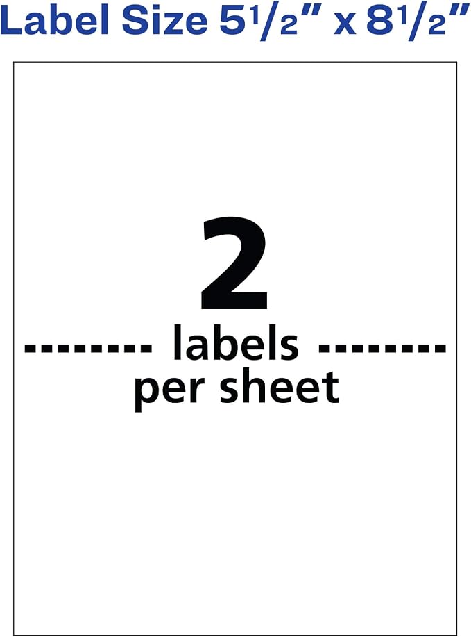 Avery Waterproof Labels, Ultrahold Adhesive, 5.5" x 8.5", Case of 1,000 Labels for Laser Printers (95526)