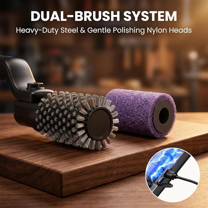 Electric Grill Brush Cleaner for Outdoor Grill, 3 Speed Adjustable Electric BBQ Grill Brush with Cordless Rechargeable Battery, Rotary Cleaning Head BBQ Grill Cleaner Tool