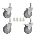 RILIDRI 2-Inch Swivel Stem Caster, 7/16-Inch Stem Diameter Rubber Wheel, Thermoplastic Rubber TPR Replacement Wheels - 4 Pack(2 Brakes 2 Swivel)