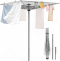 131FT Outdoor Umbrella Clothes Drying Rack | 131FT Metal Drying Rack Clothing, 4-Arm 360°Rotary, Collapsible Clothesline for Lawn Garden Backyard, 67.52" Height