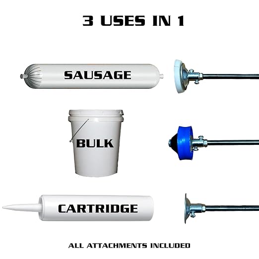 Newborn 620-AL Smooth Rod Caulking Gun, 10 and 20 Ounce Sausage Packs, 24 Ounce Bulk, 8-1/2" and 10" Cartridges, 18:1 Thrust Ratio, Flame Design