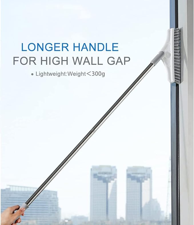 Bathroom Cleaning Brush with Wiper,Tiles Cleaning Brush Bathroom Brush with Long Handle Tile Cleaner Brush Bathroom Floor Cleaning Brush Floor Cleaner Brush Floor Scrub Brush (2 in 1 Brush)
