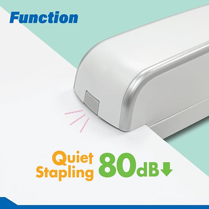 Electric Stapler, Automatic, Portable, 210 Staples Capacity, 25 Sheet (26/6 Staple) Capability, Dual Power Mode, Quiet Under 80dB, Flat Clinch Design for Office, Home, and Crafts