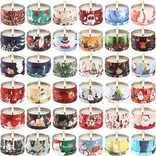 Howemon 36 Pack Christmas Scented Candles Set for Home, Relaxing Stress Relief, Aromatherapy - Natural Soy Wax and Fragrance - Gifts for Women, Mom, Best Friend, Wife, Birthday