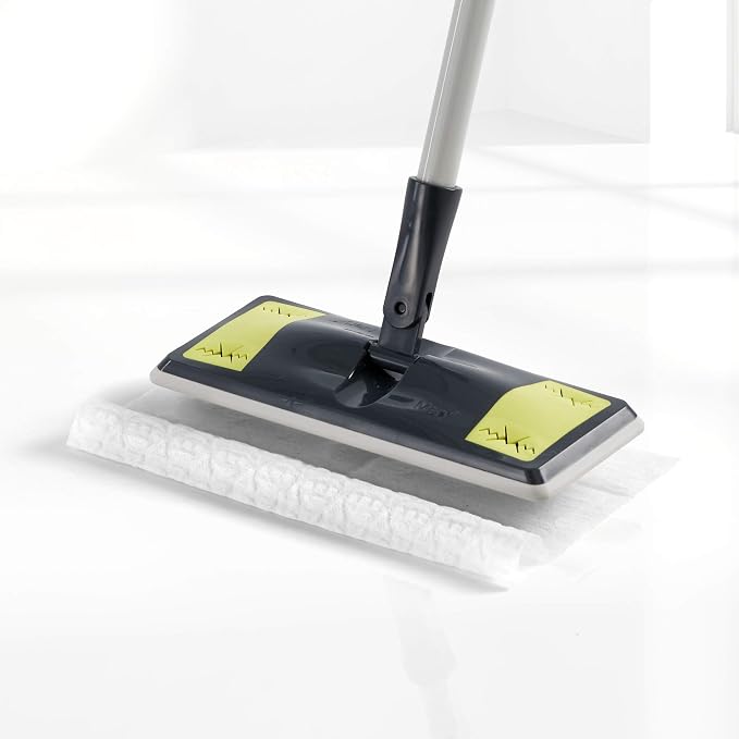 Mery Dust Catcher Mop with 10 Refills, PP,TRP Non Woven, Grey, Lime and White, 28.5 x 10.5 cm, Cloths 29.5 x 21.5 cm