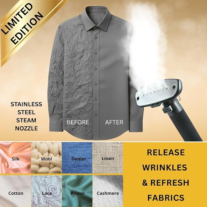 SALAV Garment Steamer with Foot Pedal Controls, 1hr Continuous Steam, 1500W