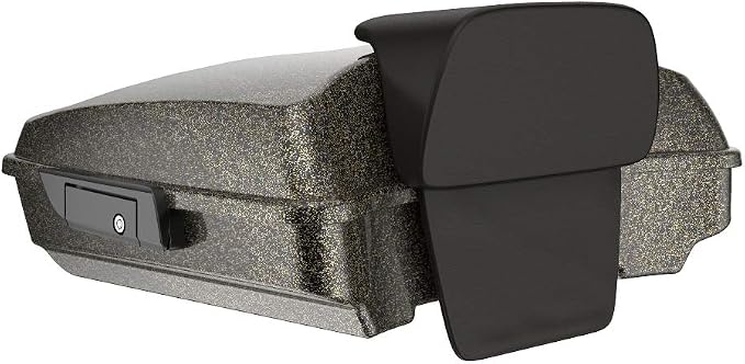 Advanblack Road Glide Tour Trunk Pack Hard Candy Black Gold Flake Razor Tour Trunk Pack Backrest Pad for '97-'25 Harley Touring Road King Street Glide Electra Glide CVO Models
