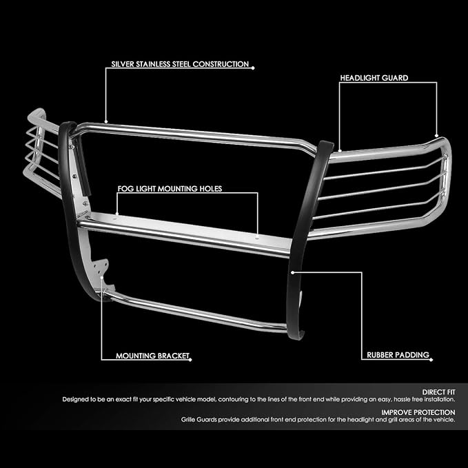 Auto Dynasty Stainless Steel Front Bumper Headlight/Grille Brush Guard Compatible with 07-14 Chevy Suburban 1500/Tahoe/Avalanche