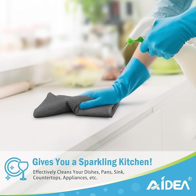 AIDEA Microfiber Cleaning Cloth-800PK, Soft Microfiber Towels for Cars, Absorbent Cleaning Rags, Lint-Free Streak-Free Wash Cloths for House, Kitchen, Window(12in.x12in), Grey