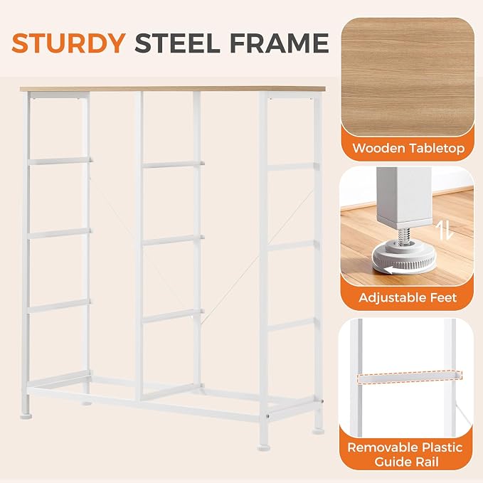 Sweetcrispy 8 Drawer Fabric Dresser for Bedroom, Tall Dresser, Light Grey | Chest of Drawers with Sturdy Steel Frame and Wooden Top, Closet Living Room Storage Organizer with Easy Pull Handles