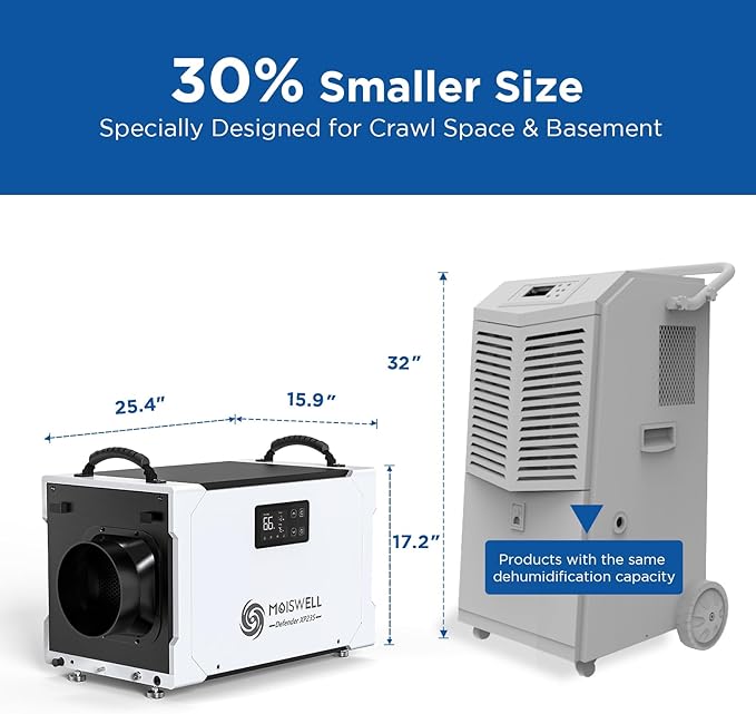 235 Pints Commercial Dehumidifier with Pump and Drain Hose, Crawl Space dehumidifier Basement, Industry Water Damage Unit, 100 PPD at AHAM, Ideal for Industrial and Job Sites