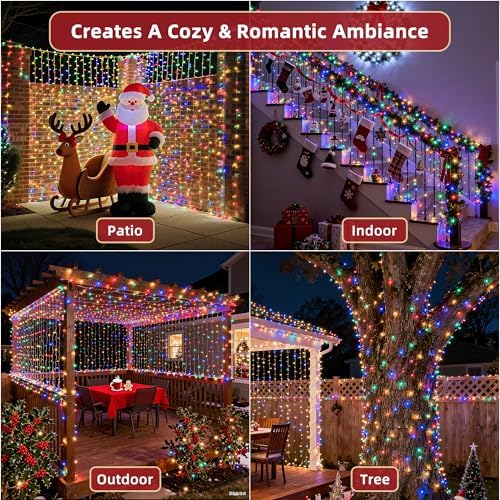 470ft Outdoor Christmas Lights, 1500 LED Super Long String Lights 12 Modes & Timer Memory, Dimmable Outsite Waterproof Light Strings for Xmas Tree Garden Wedding Party Holiday Decorations Multicolor