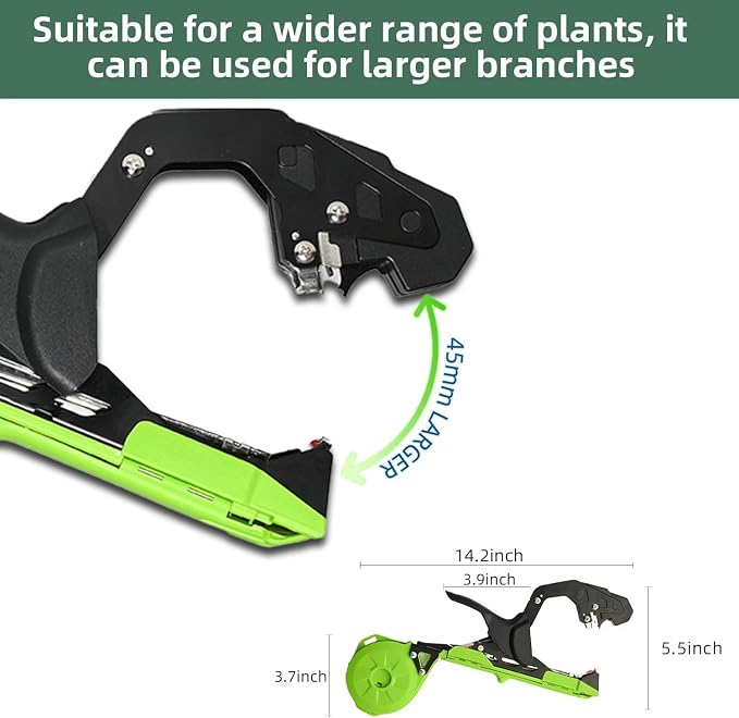 Suca Plant Tying Machine, Lightweight Plant Tying Tape Tool to Tie Up Vine Quickly, Tie Tapener Gun with Tapes and Staples Green